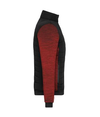 Dames Ladies' Padded Hybrid Jacket Zwart/rood-melange 11483