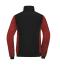 Dames Ladies' Padded Hybrid Jacket Zwart/rood-melange 11483