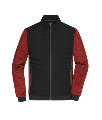 Men Men's Padded Hybrid Jacket Black/red-melange-Daiber