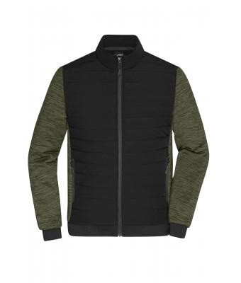 Herren Men's Padded Hybrid Jacket Black/olive-melange 11484