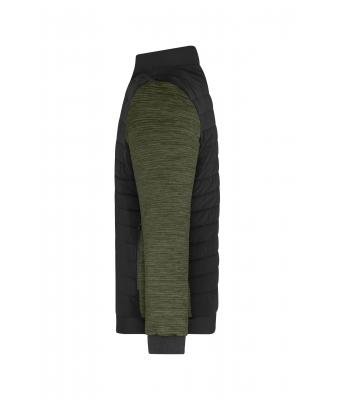 Heren Men's Padded Hybrid Jacket Zwart/olijf-melange 11484