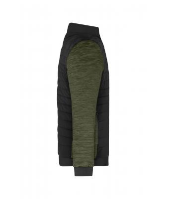 Heren Men's Padded Hybrid Jacket Zwart/olijf-melange 11484