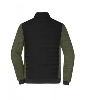 Heren Men's Padded Hybrid Jacket Zwart/olijf-melange 11484
