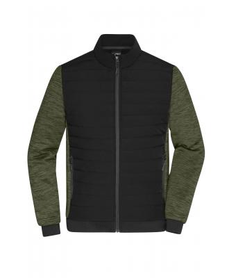 Heren Men's Padded Hybrid Jacket Zwart/olijf-melange 11484