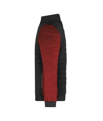 Heren Men's Padded Hybrid Jacket Zwart/rood-melange 11484