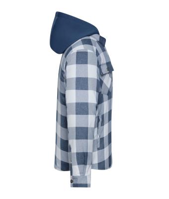 Unisexe Veste chemise à carreaux Workwear Bleu-profond/gris-brumeux 12008