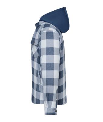 Unisex Workwear Check Shirt Jacket Diep-blauw/mistig-grijs 12008