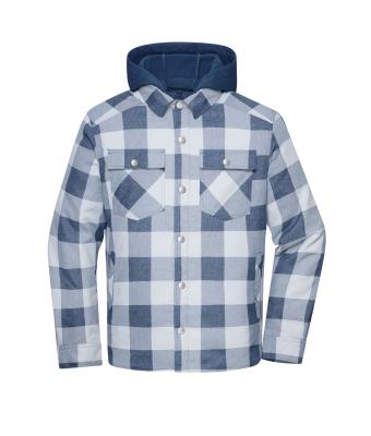 Unisex Workwear Check Shirt Jacket Diep-blauw/mistig-grijs 12008