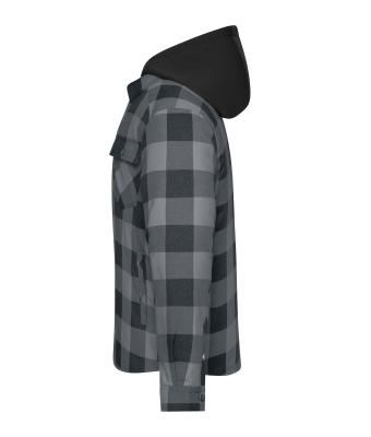 Unisex Workwear Check Shirt Jacket Zwart/metaal-grijs 12008