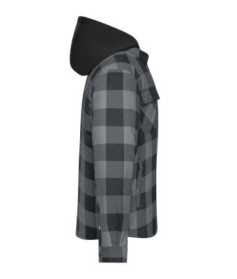 Unisex Workwear Check Shirt Jacket Zwart/metaal-grijs 12008