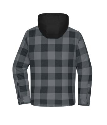 Unisex Workwear Check Shirt Jacket Zwart/metaal-grijs 12008