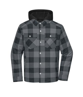 Unisex Workwear Check Shirt Jacket Zwart/metaal-grijs 12008