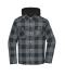 Unisex Workwear Check Shirt Jacket Zwart/metaal-grijs 12008