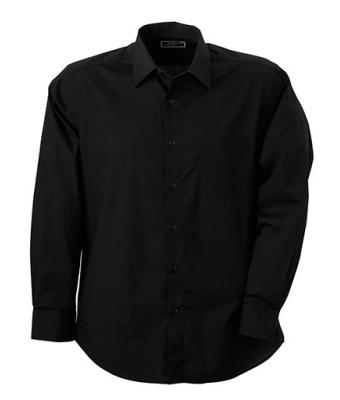 Men Men's Shirt Classic Fit Long Black 7338