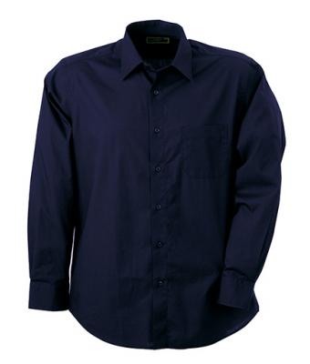 Men Men's Shirt Classic Fit Long Navy 7338