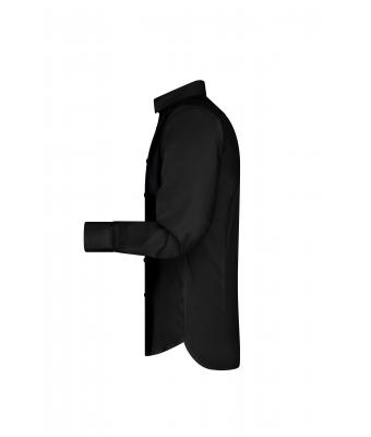 Herren Men's Shirt Slim Fit Long Black 7340