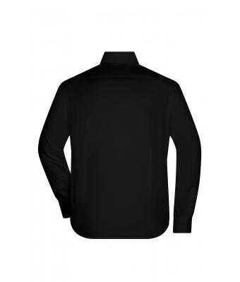 Herren Men's Shirt Slim Fit Long Black 7340