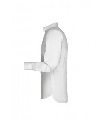 Men Men's Shirt Slim Fit Long White 7340