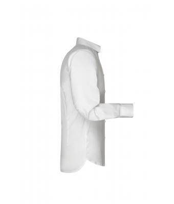 Men Men's Shirt Slim Fit Long White 7340