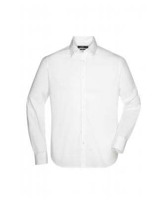 Men Men's Shirt Slim Fit Long White 7340