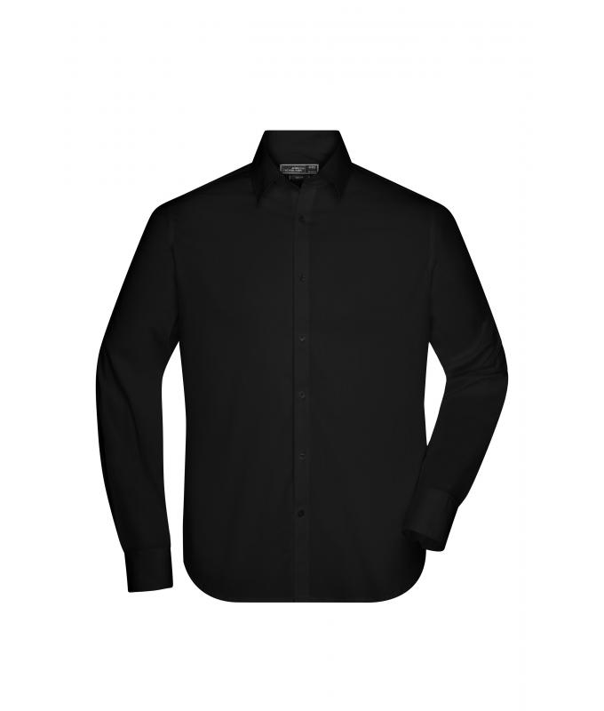 Heren Men’s Shirt Slim Fit Long Zwart 7340