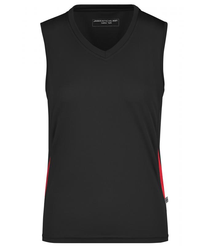 Damen Ladies' Running Tank Black/red 7371
