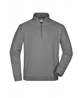 Unisexe Sweat-shirt col droit 1/4 de zip Gris-sportif 7415