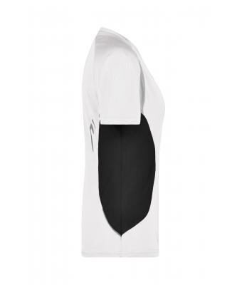 Femme T-shirt femme respirant col V Blanc/noir 7460