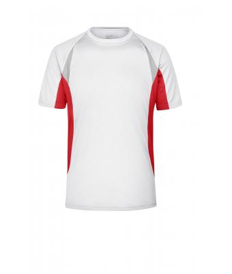 Femme T-shirt femme respirant col V Blanc/rouge-Daiber