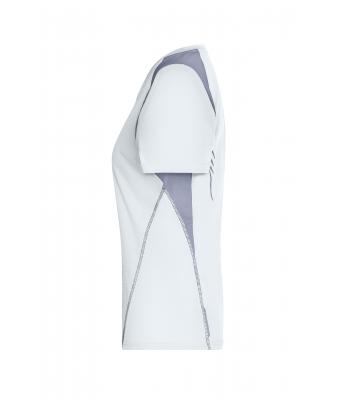 Femme T-shirt femme respirant manches courtes Blanc/argent 7466