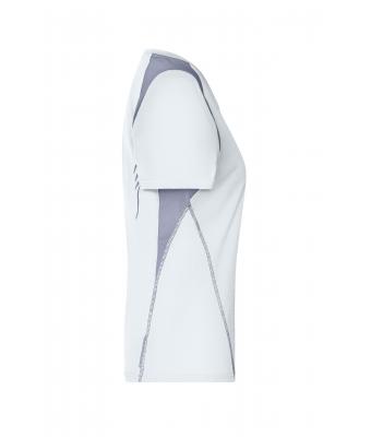 Femme T-shirt femme respirant manches courtes Blanc/argent 7466