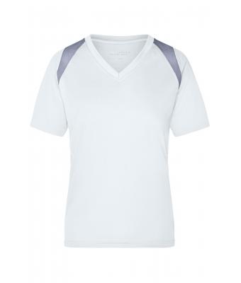 Femme T-shirt femme respirant manches courtes Blanc/argent 7466