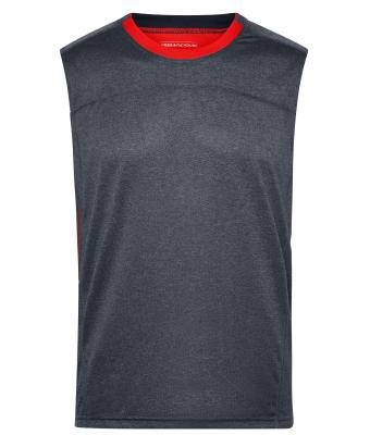 Men Men's Running Tank Black-melange/tomato 8200