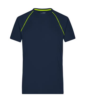 Heren Men's Sports T-Shirt Navy/felgeel 8465