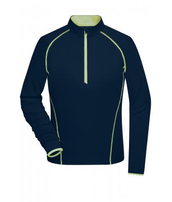Dames Ladies' Sports Shirt Long-Sleeved Navy/felgeel 8466
