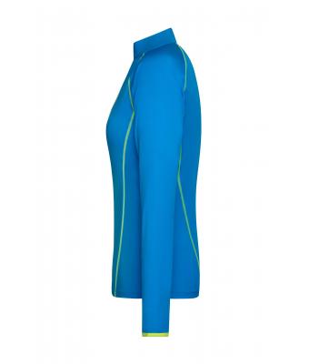 Dames Ladies' Sports Shirt Long-Sleeved Felblauw/felgeel 8466