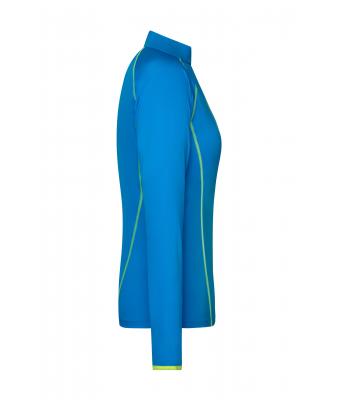 Dames Ladies' Sports Shirt Long-Sleeved Felblauw/felgeel 8466