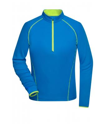 Dames Ladies' Sports Shirt Long-Sleeved Felblauw/felgeel 8466