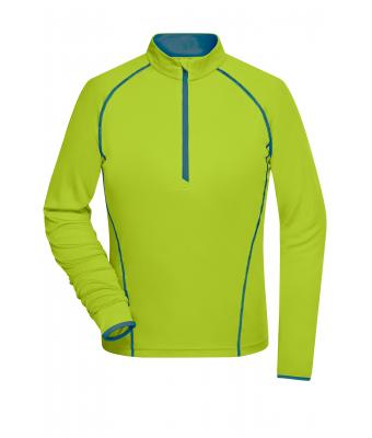 Dames Ladies' Sports Shirt Long-Sleeved Felgeel/felblauw 8466