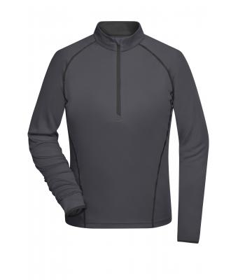 Dames Ladies' Sports Shirt Long-Sleeved Titan/zwart 8466