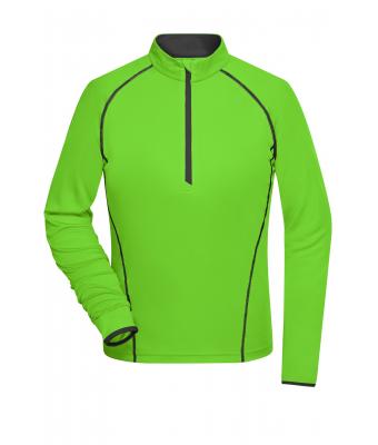 Dames Ladies' Sports Shirt Long-Sleeved Felgroen/zwart 8466