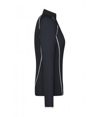 Damen Ladies' Sports Shirt Long-Sleeved Black/white 8466