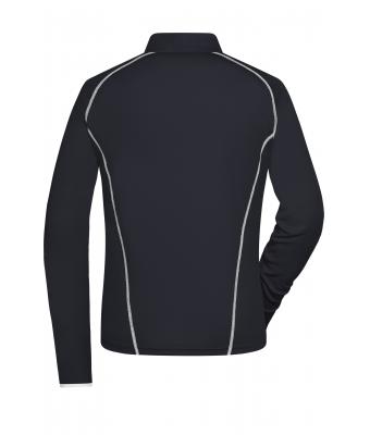 Damen Ladies' Sports Shirt Long-Sleeved Black/white 8466