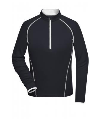 Damen Ladies' Sports Shirt Long-Sleeved Black/white 8466