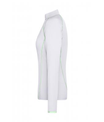 Dames Ladies' Sports Shirt Long-Sleeved Wit/felgroen 8466