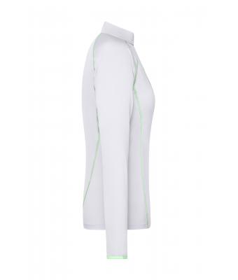 Dames Ladies' Sports Shirt Long-Sleeved Wit/felgroen 8466