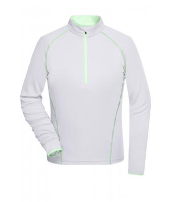 Dames Ladies' Sports Shirt Long-Sleeved Wit/felgroen 8466
