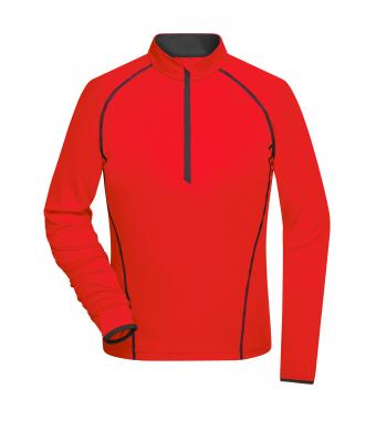 Femme T-shirt technique femme manches longues Orange-vif/noir 8466