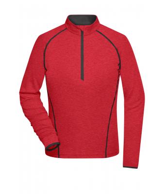 Femme T-shirt technique femme manches longues Rouge-mélange/titane 8466