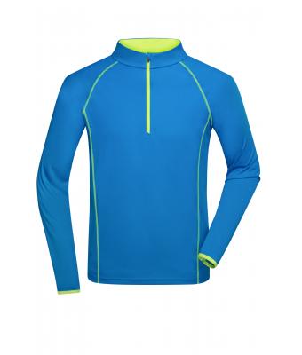 Heren Men's Sports Shirt Long-Sleeved Felblauw/felgeel 8467